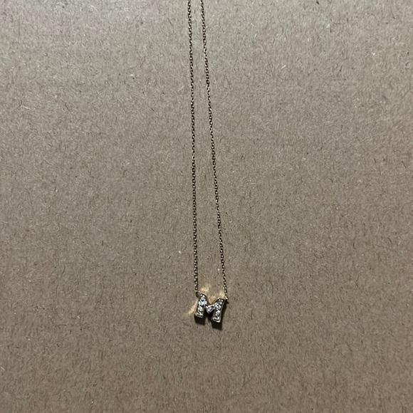 M Initial Necklace in 14k Yellow Gold and Diamonds